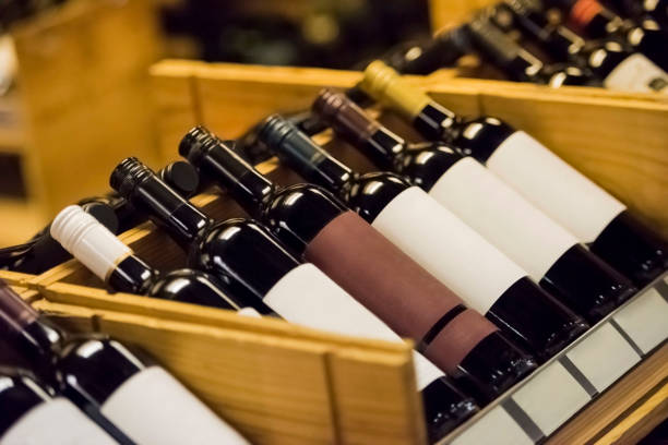 istock Wine rack with bottles of wine 909851824