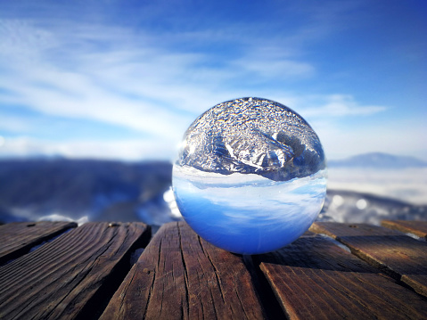 City, Cityscape, Brasov, Romania, Snow Globe, Human Hand, Crystal Ball, Glass - Material, Reflection