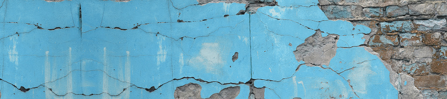 panorama blue turquoise rough textured concrete background.