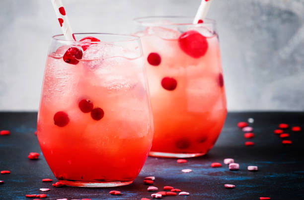 istock Festive red cocktail for Valentine's day, two glasses 909862316