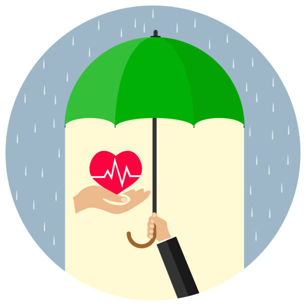 istock Heart under protection. The heart on the palm is covered with an umbrella. 909867472