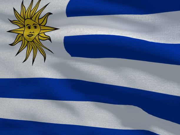 istock Fabric texture flag of Uruguay. 909871390