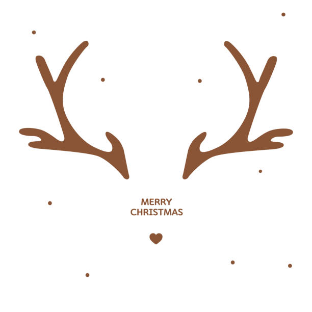 ilustraciones, imágenes clip art, dibujos animados e iconos de stock de plantilla de tarjeta de navidad de asta de ciervo - reindeer