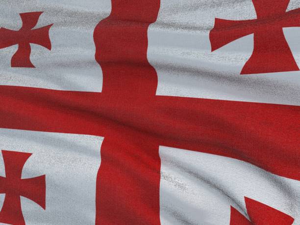 istock Fabric texture flag of Georgia. 909873876