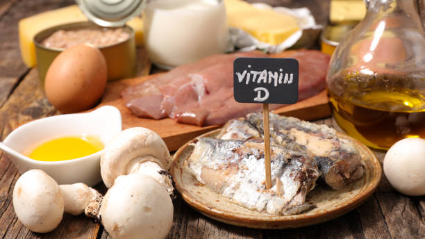 ビタミン d の高い食品の選択 - vitamin d meat food eggs ストックフォトと画像