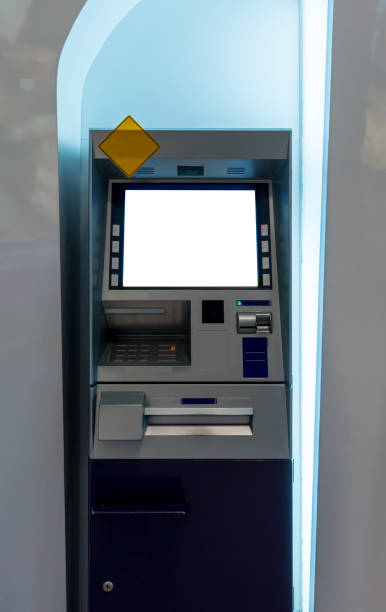 istock Purple ATM machines. The station automatic machines. 909882610