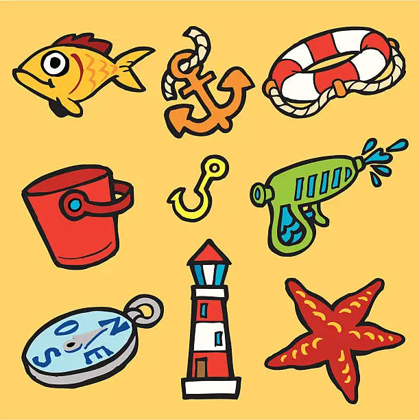 Vector illustration of Summer Leisure Icons