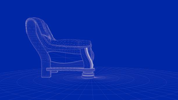 istock 3d rendering of an outline chair object 909886904