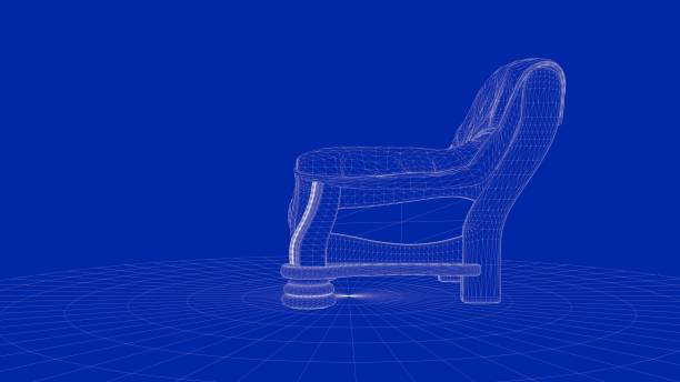 istock 3d rendering of an outline chair object 909887086