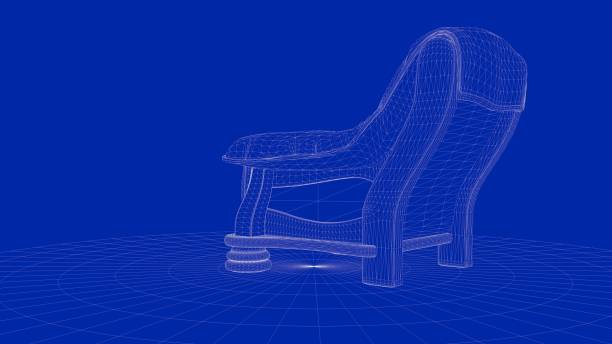 istock 3d rendering of an outline chair object 909887182