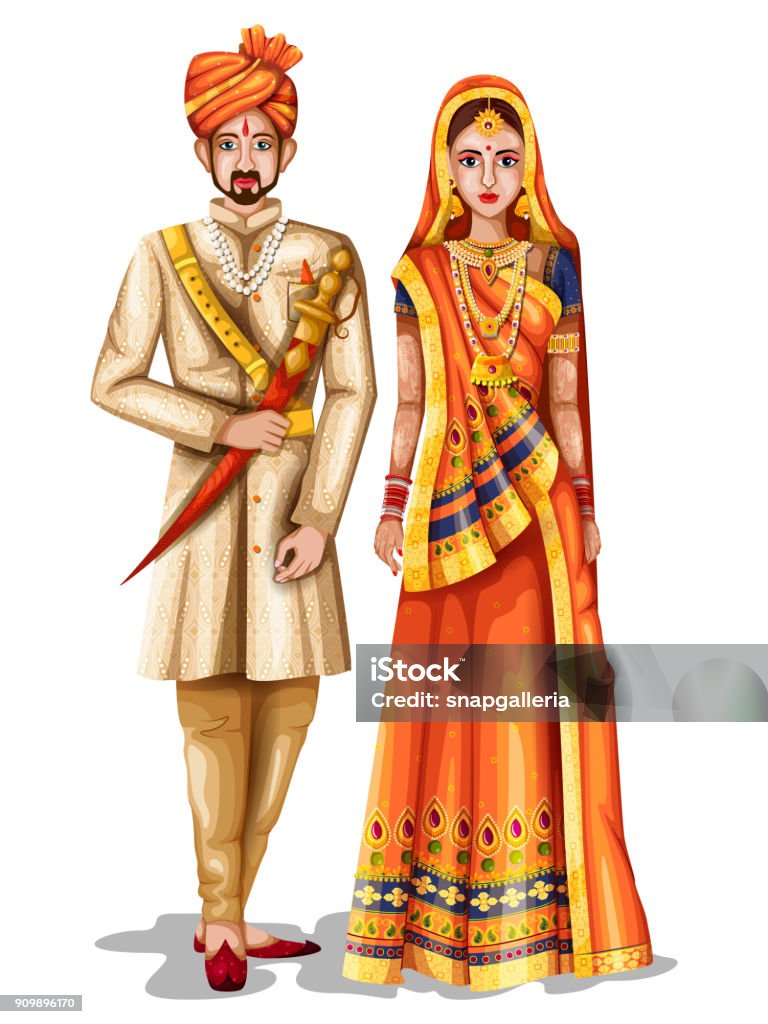 Rajasthani Wedding Couple In Traditional Costume Of Rajasthan ...