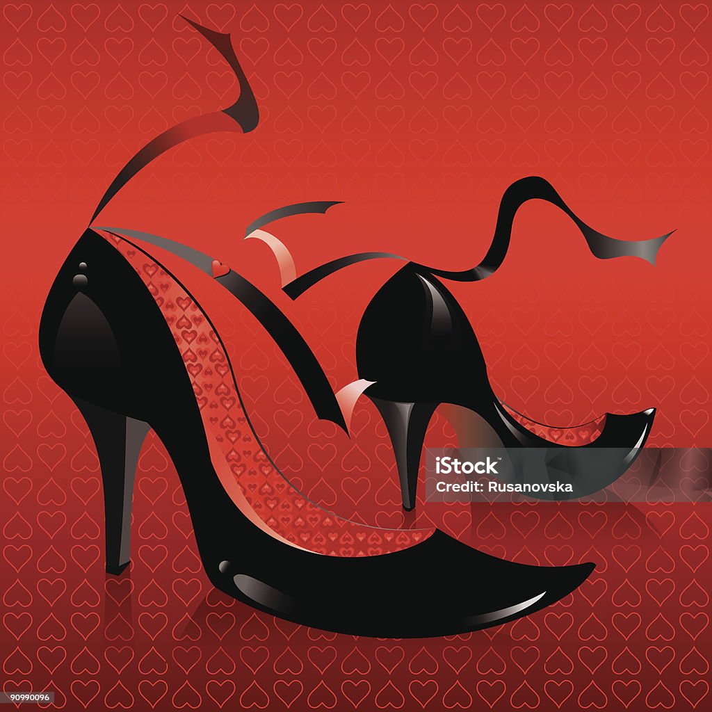 Черные туфли на высоком каблуке с Красный фон - Векторная графика Красная ковровая дорожка роялти-фри