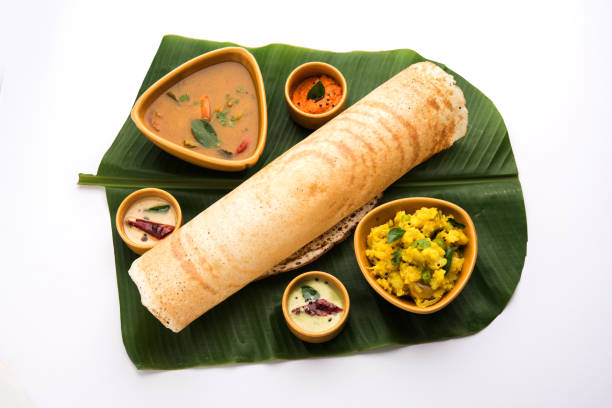 Masala dosa, south indian food stock photo