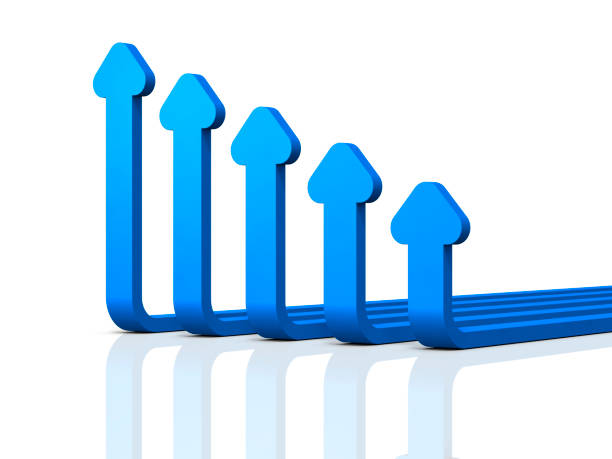 istock Abstract 3DCG illustration of attenuation. Five curved arrows 909907904