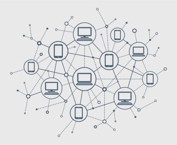 illustrations, cliparts, dessins animés et icônes de réseau abstrait - communication global communications computer network symbol