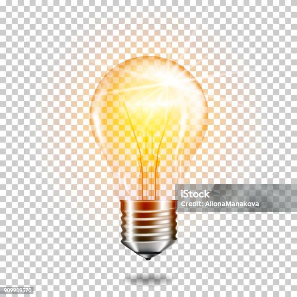 Transparent Realistic Light Bulb Isolated Stock Illustration - Download Image Now - Light Bulb, Inspiration, Ideas