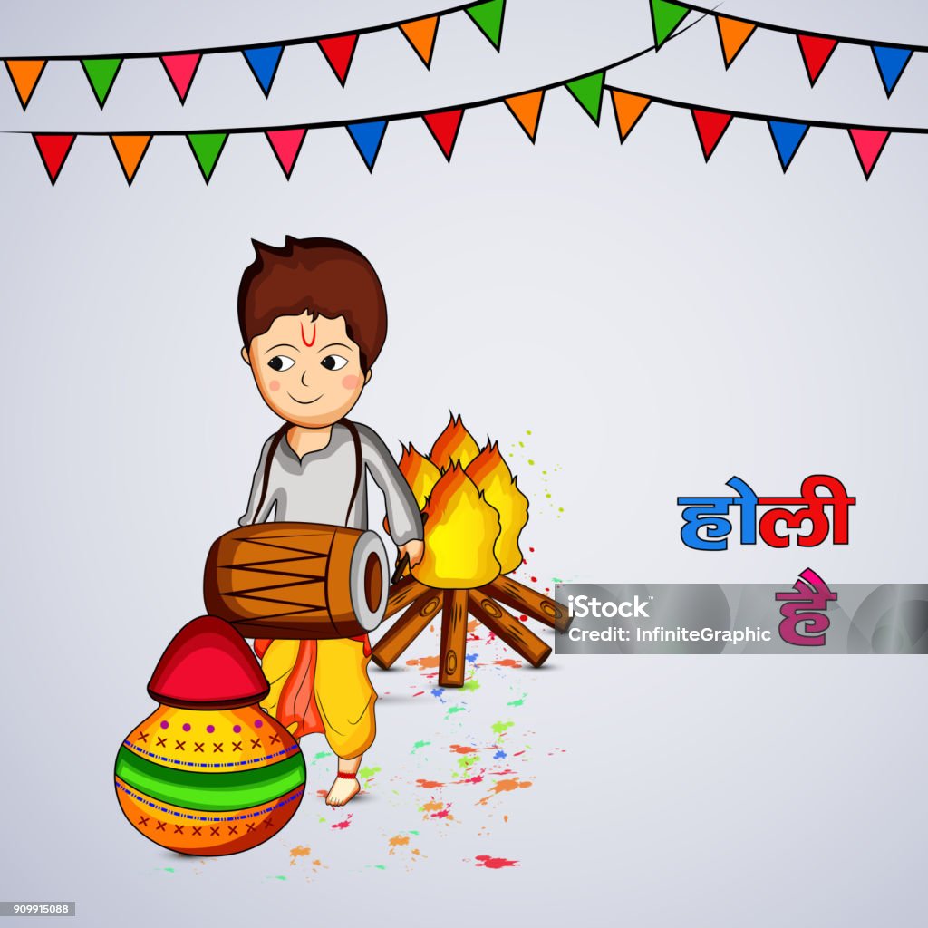 Illustration Of Holi Hai Text In Hindi Meaning Happy Holi For Indian  Festival Holi Stock Illustration - Download Image Now - iStock