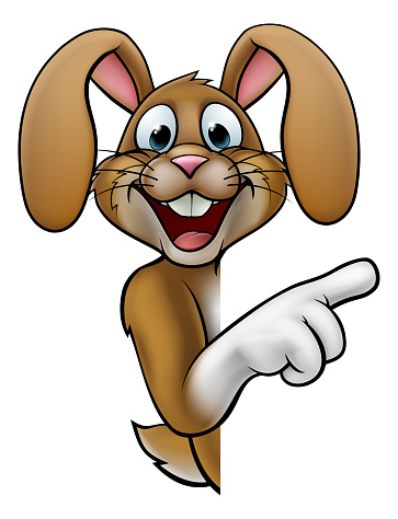 Ilustración de Conejo De Conejito De Pascua De Dibujos Animados Apuntando y  más Vectores Libres de Derechos de Conejo de pascua - iStock