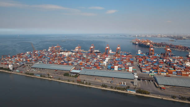 istock Cargo industrial port aerial view. Manila, Philippines 909919986