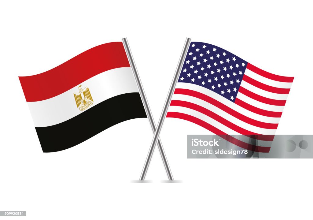 Egypt and USA flags. Vector illustration. American Flag stock vector