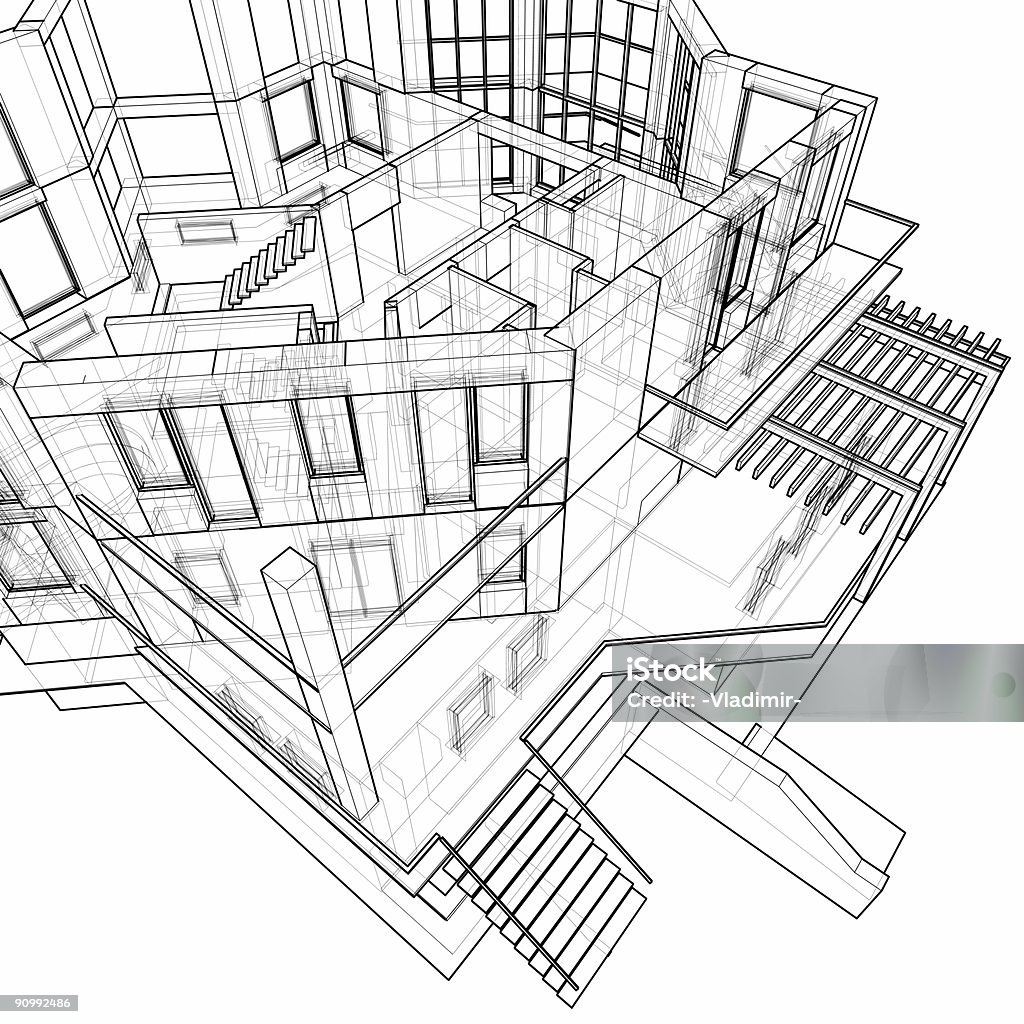 Архитектурный фон-Хаус: 3 d технических взятия - Стоковые фото Абстрактный роялти-фри