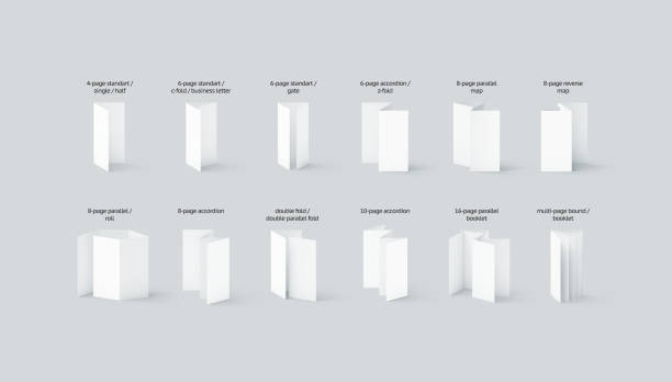 Blank flyers and booklets mockups types set with names
