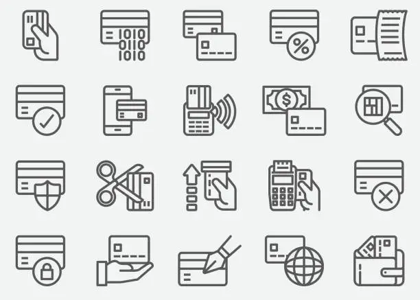 Vector illustration of Credit Card ATM Line Icons