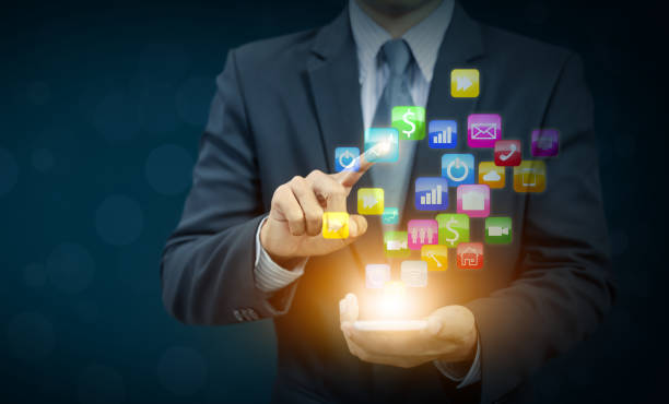 istock businessman present business icon, communication, network 909935574