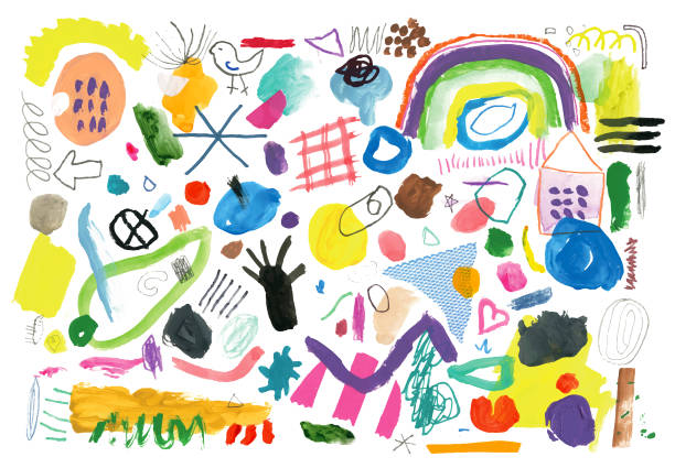 ilustrações de stock, clip art, desenhos animados e ícones de abstract background pattern of painted marks and shapes - watercolor paper illustrations