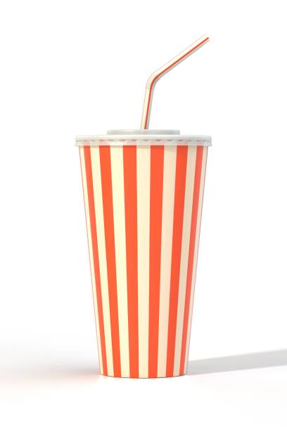 Fast food cola drink cup and drinking straw stock photo