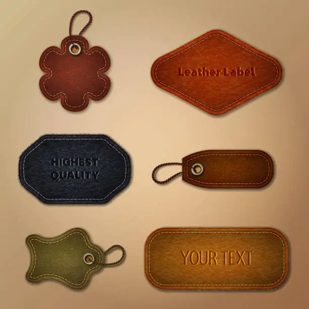 Vector illustration of Leather labels collection
