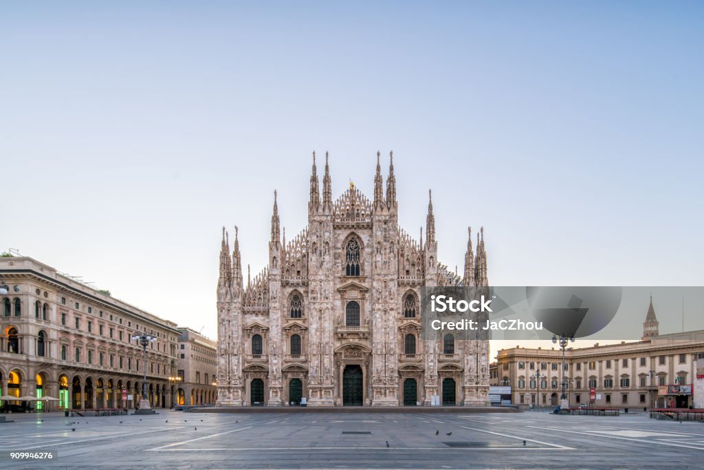 Milan Cathedral, Milan cathedral the Piazza del Duomo at dawn Milan Stock Photo
