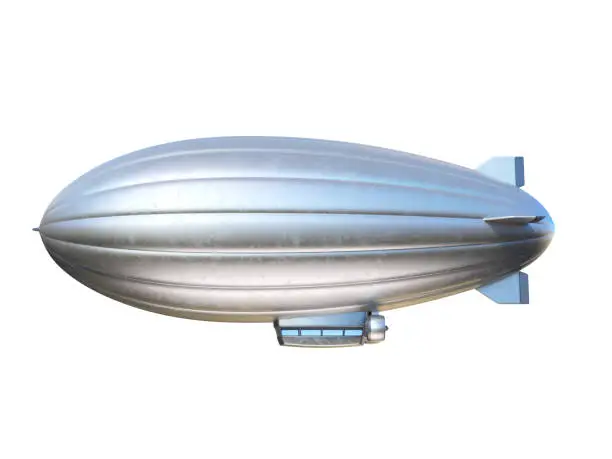 Photo of Zeppelin airship with copy space, 3d rendering