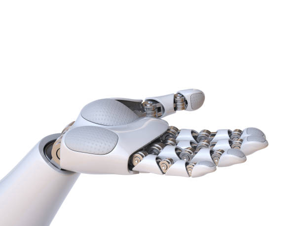 mano robot gesto render 3d - brazo robótico fotografías e imágenes de stock