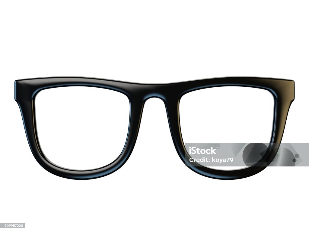 Schwarze Brillen Design-Element, Gläser isoliert auf weißem Hintergrund, 3D-Rendering - Lizenzfrei Brille Stock-Foto