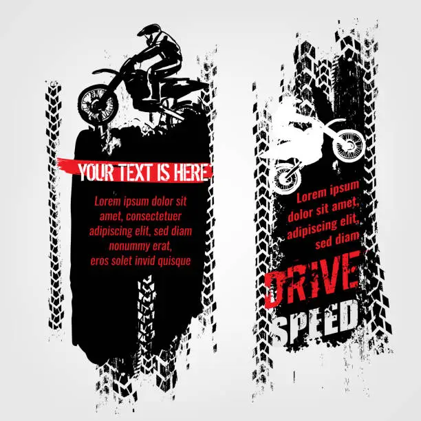 Vector illustration of Grunge motorcross banners