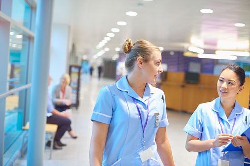 young nursing staff in a hospital corridor