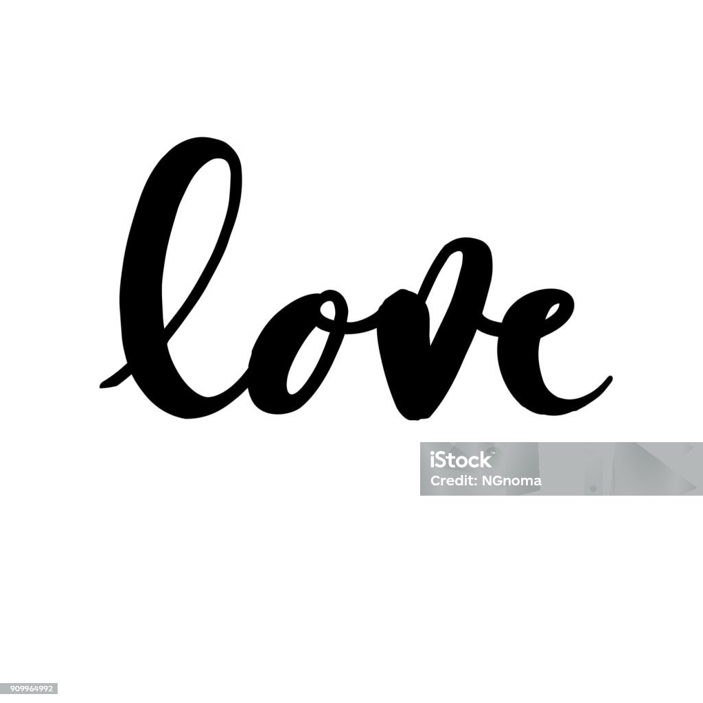 Love Handwritten Lettering On White Background Stock Illustration ...