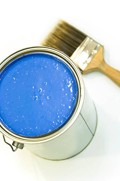 istock Blue Paint and Paintbrush Isolated on White Background 90997190