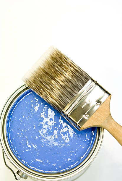 istock Blue Paint and Brush Isolated on White Background 90997200