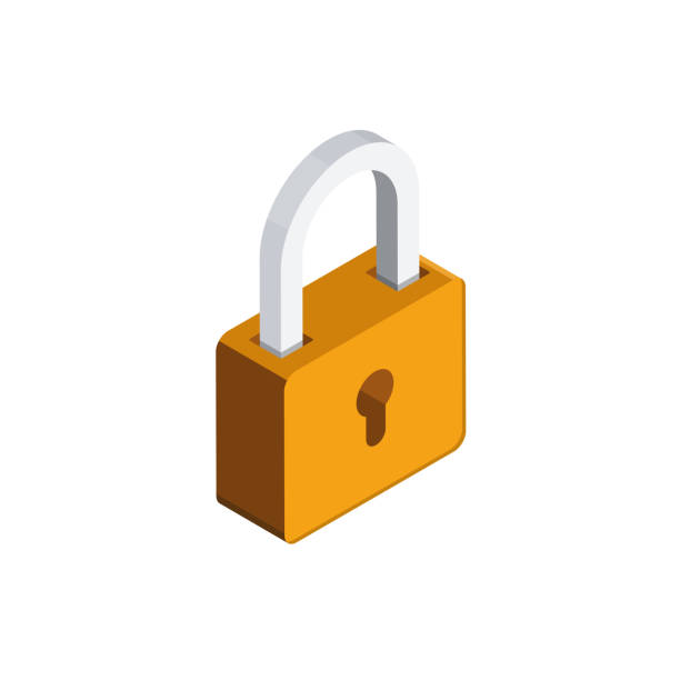 ilustrações de stock, clip art, desenhos animados e ícones de padlock 3d isometric icon - fechadura