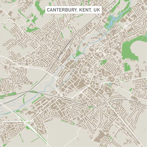 Vector illustration of Canterbury Kent UK City Street Map