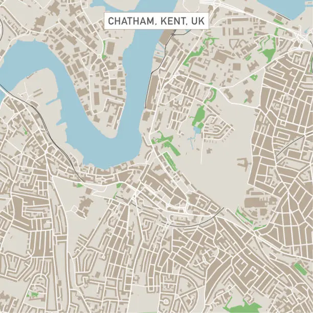 Vector illustration of Chatham Kent UK City Street Map