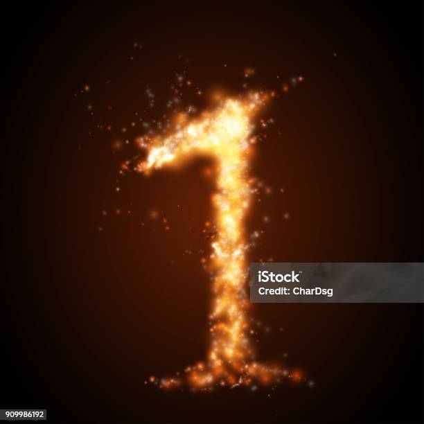 Fire Numbers Graphics Realistic Fire Number Isolated Vector Illustration Stock Illustration ...
