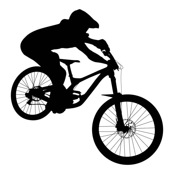 ilustrações, clipart, desenhos animados e ícones de descida de mtb atleta - mountain cycling bicycle tire