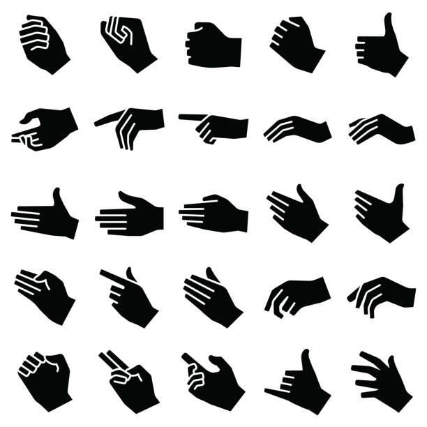 Hand icons Hand icon collection - vector silhouette illustration talk to the hand emoticon stock illustrations