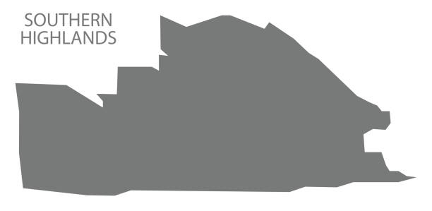 southern highlands karte von papua-neu-guinea grau abbildung silhouette form - south highlands stock-grafiken, -clipart, -cartoons und -symbole