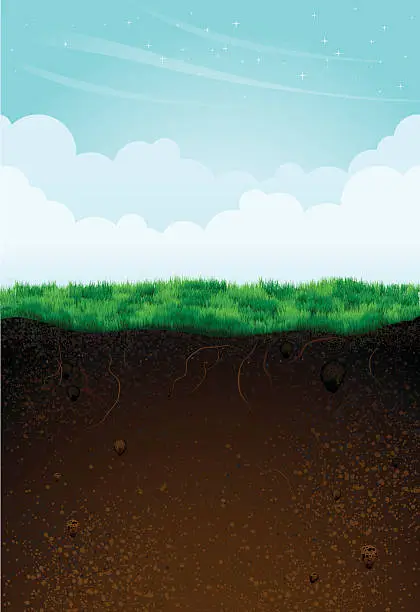 Vector illustration of Game background template showing underground and above