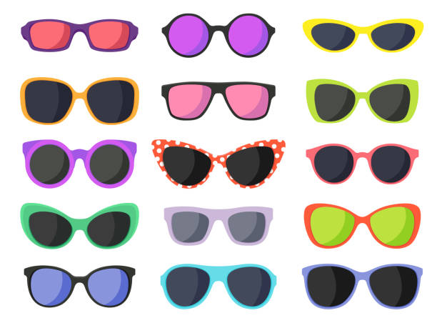 Summer fashion sunglasses Summer fashion sunglasses set isolated on white background. Vector illustration sunglasses stock illustrations