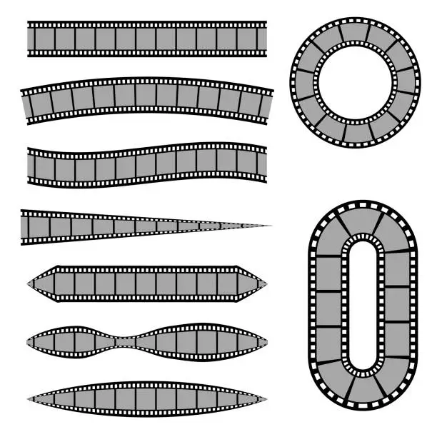 Vector illustration of Set of Retro Film Stripes Isolated